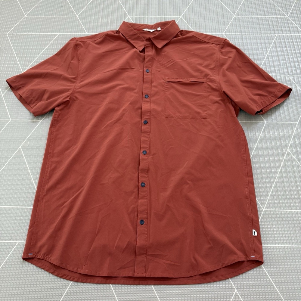 Cotopaxi Men's Short Sleeve Button Down Size XXL Orange Performance‎ Stretch